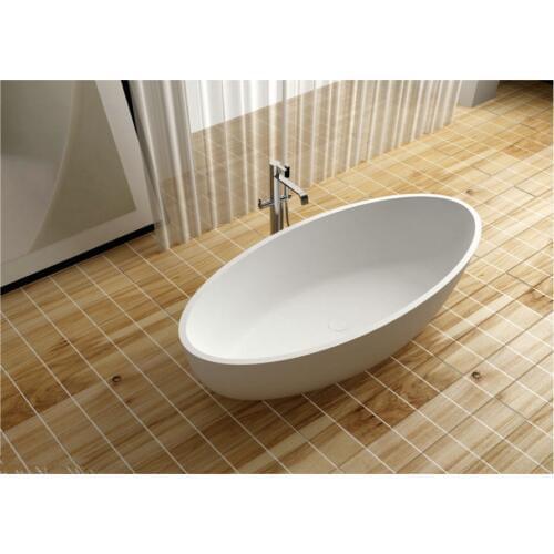 1700x800x550mm Solid Surface Resin CUPC Approval Bathtub Oval Freestanding Corian Matt White Finishing Tub RS6599