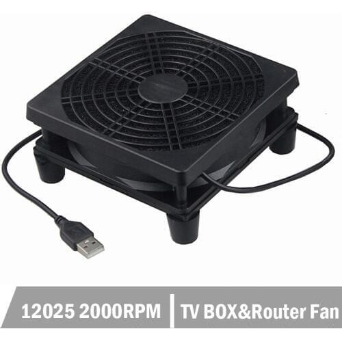 2PCS Gdstime Router Cooling Fan TV BOX Wireless Cooler Fan 5V USB 120MM Fan 120x120x25mm 2000RPM