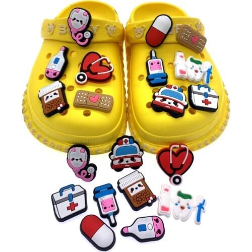 50PCS Wholesale Mix Cartoon Shoes Charms Medical Treatment Supplies Accessories For Jibz Croc Silicone Decoration DIY Buckle