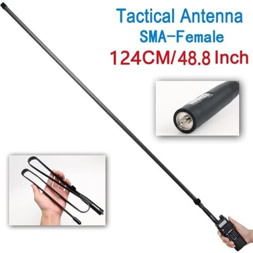 ABBREE SMA Female 124CM Dual Band VHF/UHF Foldable CS Tactical Antenna For Baofeng UV-5R UV-82 AR-F8 Two Way Radio