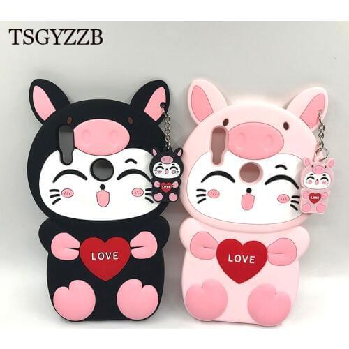 For Xiaomi Redmi Note 7 Pro Cases Love Heart Pig Luck Cat Case Redmi Note 7 Cover Cute 3D Cartoon Soft Silicone Phone Back Coque
