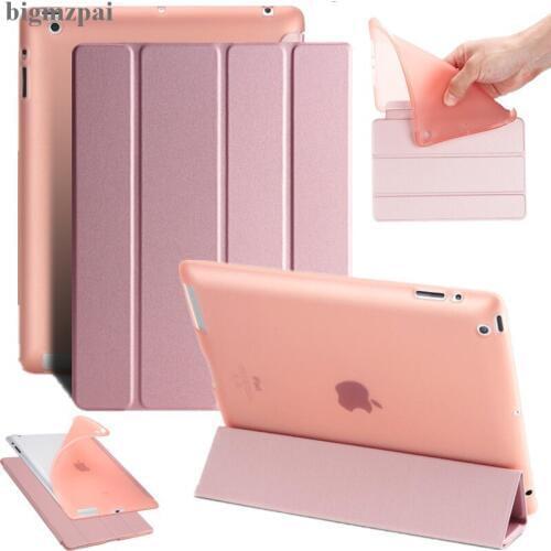 Case for iPad 2 3 4 TPU Case Ultra Slim Tri-fold Smart Wake Up Sleep Flip Stand Cover Case For ipad 2 Protective case+Pen+Film