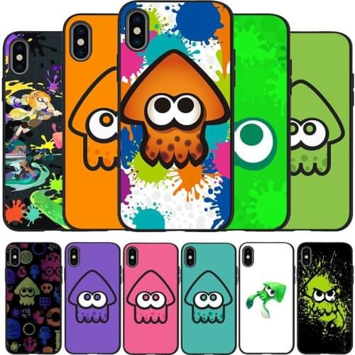 Colorful art cartoon Splatoon black Silicone Phone Case For iPhone 12 XR XS Max 5 5S SE 2020 6 6S PLUS 7 8 X 11Pro Max 11 Cover