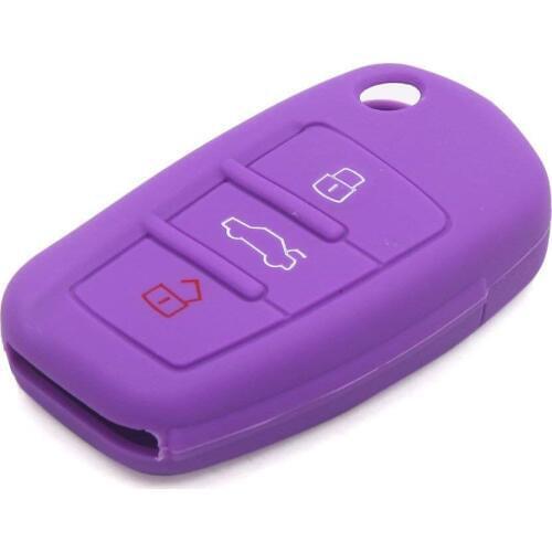 Uxcell a17072400ux0135 Purple Silicone Car Remote Key Case Shell for Audi A1 A3 A4L A6L Q7 Q5 Q3
