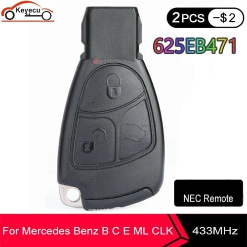 KEYECU 433Mhz 3 Buttons NEC Remote Key Fob For Mercedes Benz B C E ML S CLK CL 625EB471 Complte Control Key 1996-2005