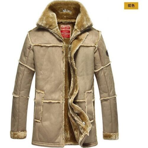 Fur leather coats mens winter warm high quality classic casual famous luxury Thicken fur leather jacket Air Force coat clothing