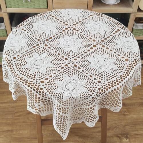 Crochet Round Tablecloth Vintage Round Table Topper Handmade Crochet Lace Round Tablecloth Placemat 90cm (35.5")