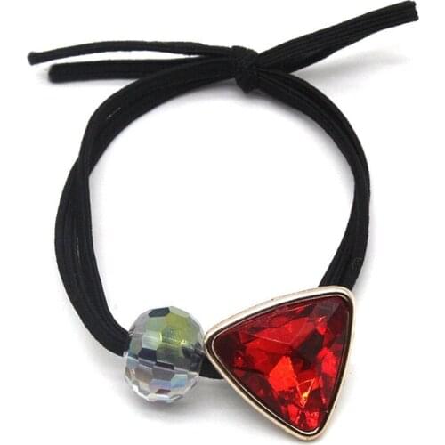 Hot Selling High Quality Elastic Rubber Alloy& Crystal Triangle Hair Band Hair Rope Hair Rings Women Girl Hair Accessories