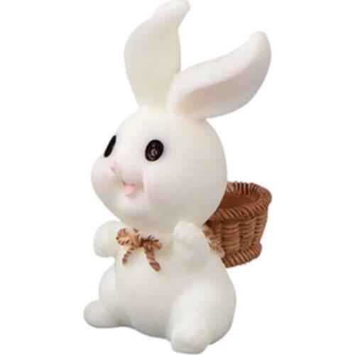 ZOCDOU 1 Piece Cartoon Cute Animal Carrot Rabbit Small Statue Figurine Micro Crafts Ornament Miniatures DIY Home Garden Decor
