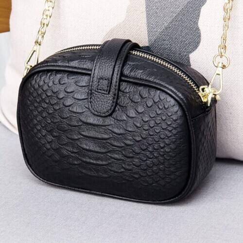 Small Bags Genuine Leather Women 2020 New Fashion Crocodile Pattern Mini Chains Bag Office Party Red Shoulder Crossbody Bags