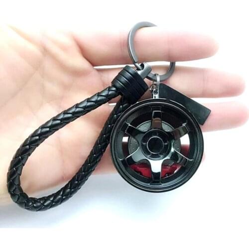 Creative Wheel Rim Keychain PU Rope Key Ring Accessories Auto Part Model Car Key Chain for Men