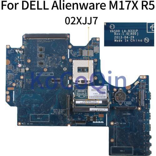 KoCoQin Laptop motherboard For DELL Alienware M17X R5 SR17D Mainboard CN-02XJJ7 02XJJ7 VAS00 LA-9331P