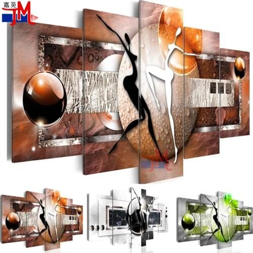 Modular Diamond Pictures Home Decor 5 Pieces Colourful Figure Ball Diamond Embroidery Abstract Dance Wall Art Mosaic Beaded Kit