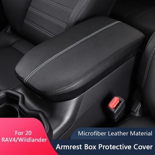 QHCP Car Central Armrest Cover Protection Pad Microfiber Leather For Toyota Wildlander RAV4 2020 Interior Decorative Accessories