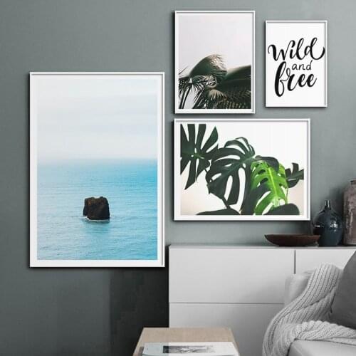 Nordic Tropical Plant Leaves Poster Ocean Landscape Wall Art Pictures Nature Canvas Painting Decorative Picture Home Decoration
