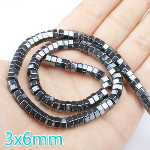 Natural Stone Hematite UFO-shaped Gasket Loose Beads 3x6mm Flat Hexagonal Gasket Used to Make DIY Bead Bracelet Necklace 15 Inch