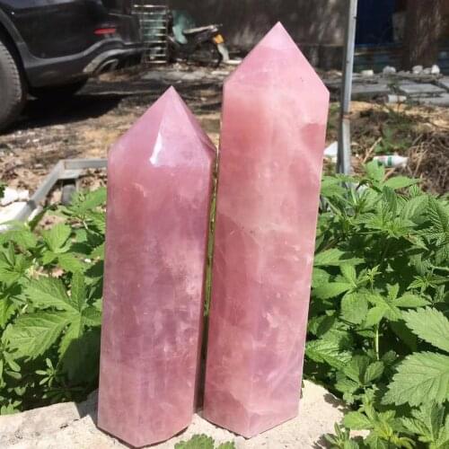 1.2kg Natural pink rose quartz crystal obelisk wand point healing 20cm