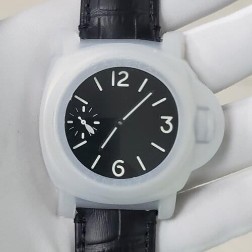 Watch mens case new sports 44mm bomax marina stainless steel 6497 manual winding polished 316L leather case movement M7