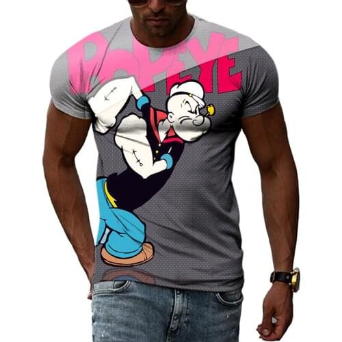 New Funny 3D Tee Cartoon Popeye Harajuku Anime Men Women T-Shirt Unisex Sweatshirts Top Clothing Plus Size XS-6XL ins tshirt