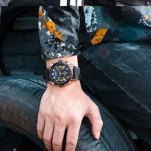 New Fashion Mens Watches MEGIR Top Brand Luxury Quartz 24 Hour Sport Date Clock Male Leather Strap Waterproof Wristwatches 2021