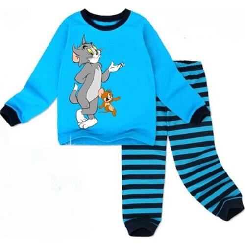 Autumn Pajamas For Children Long Sleeve Cotton Suit Cartoon Animal Clothing Baby Pyjamas Set Sleepwear Christmas Pajamas Set2-7T