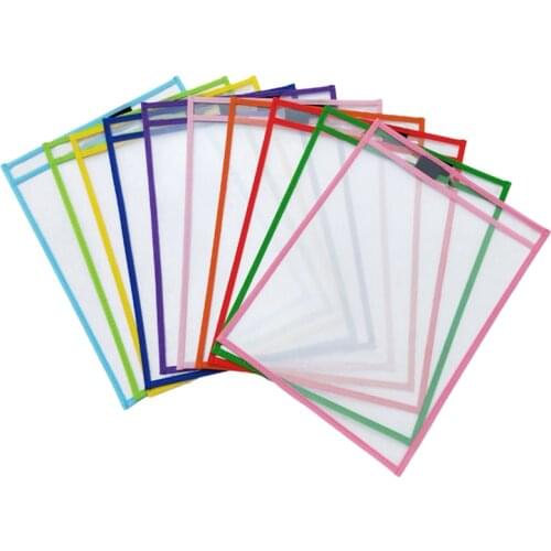 10Pcs Sewn Document Bag, PVC Dry Erase Document Bag, Teaching Literacy Tool for Children, Office Equipment