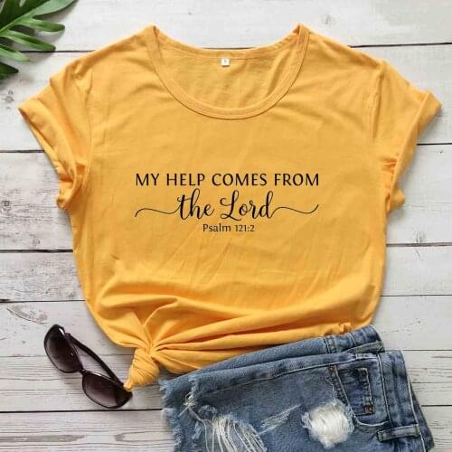 Psalm 121:2 My help comes from the Lord religion church women fashion cotton hipster tees party t shirt Christianity tops R207