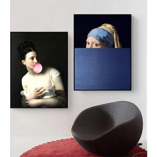 Retro Funny Mona Lisa Oil Paintings on The Wall Art Posters and Prints Classical Famous Art Cuadros Pictures for Home Decor