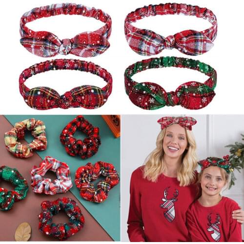 Christmas Gifts Snowflake Grid Headband Xmas Garland Christams Decorations 2021 New Year Gift for Girls Hair Ornaments Navidad