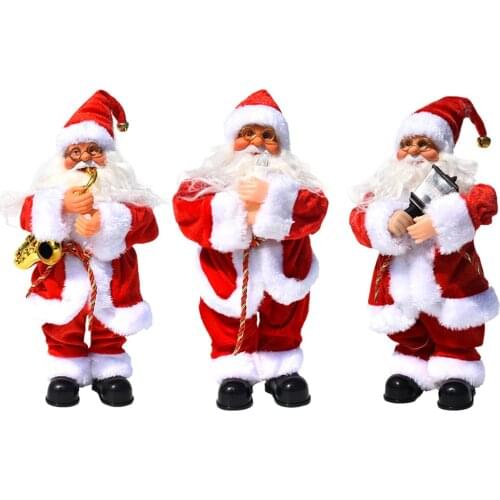 Christmas Electric Dancing Santa Claus Decorative Desktop Santa Claus Figure Portable Lifelike Santa Doll Figurine Toys