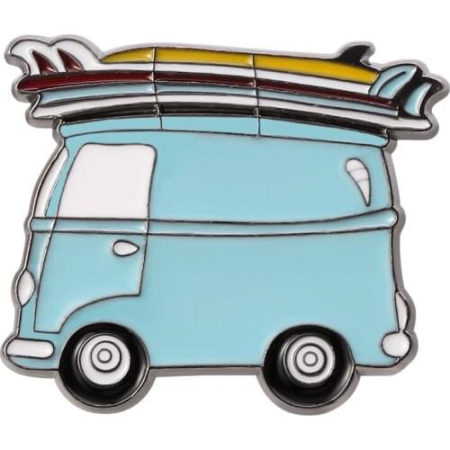 Blue Transportation car enamel pin cartoon recreational vehicle brooch badges Denim t-shirt backpack women kids pins