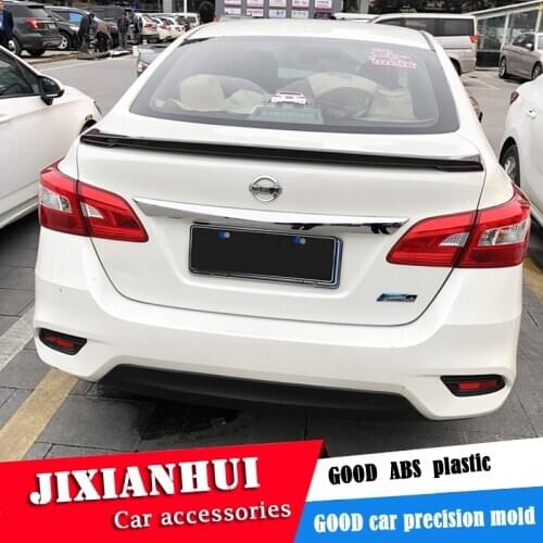 For Sentra SYLPHY Spoiler 2012-2019 Nissan Sentra RS High Quality W Spoiler ABS Material Car Rear Wing Primer Color Rear Spoiler