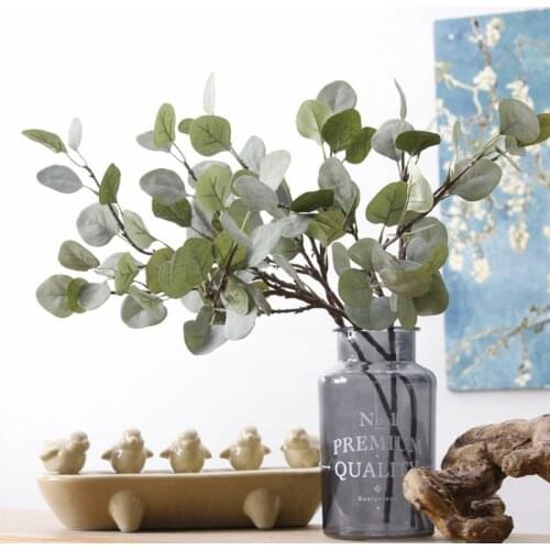 New Eucalyptus tree branch Round leaves artificial Money leaf Retro Eucalyptus plant decoration fake flower faux foliage