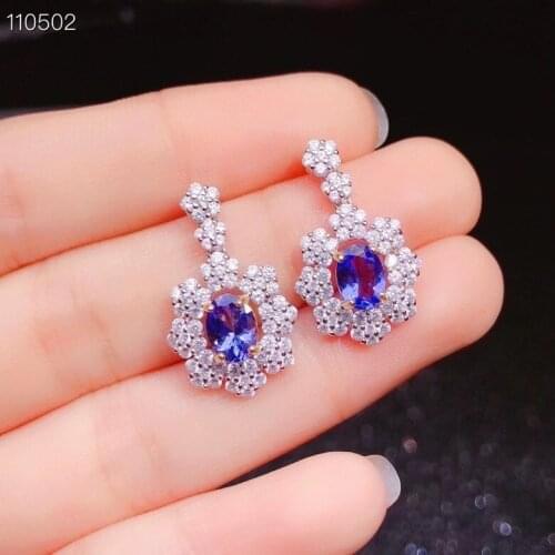 Anniversary Best Gift Natural and Real Tanzanite Earring 925 sterling silver Fine jewelry Natural and Real Tanzanite Earring