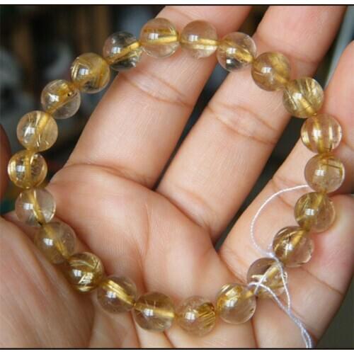 Buyee 8mm/10mm Natural Citrin Bracelet Elastic Rope Men Bracelet Women Yellow Stone Bead Charm Bracelet Woman Fashion Jewelry