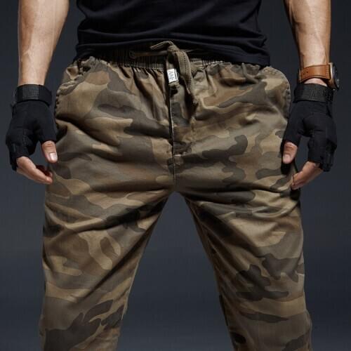 Winter Autumn Jogger Clothing Cotton Pockets Cargo Pants Men Camo Trousers Elastical Waist Jogging