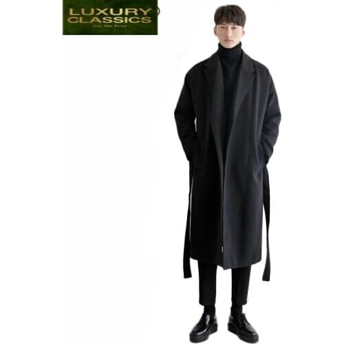 Winter 2021 Men Autumn Trench Coat Overcoats Jacket Mens Casual Fashion Slim Fit Plus Size Peacoat Hombre Outwear LWL641