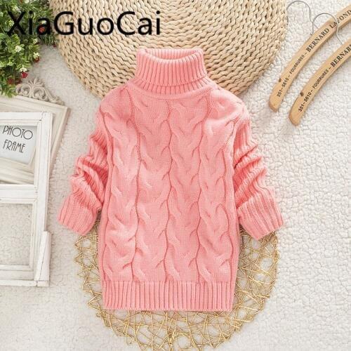 Winter Warm Pink Fashion Baby Girl Winter Clothes Pullover Ssweaters Solid Normal Boys Winter Tops Kids Sweaters