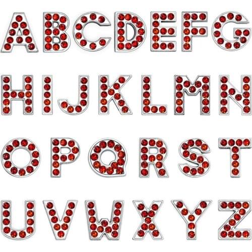 10pcs 8mm A-Z colorful rhinestone Slide letters DIY letters DIY Charms fit pet collar wristband keychains