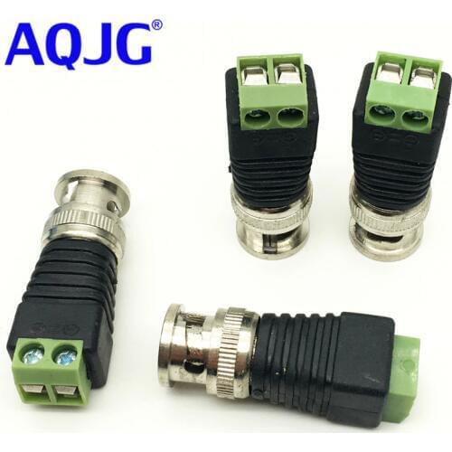10Pcs/lot Coaxial Coax CAT5 BNC Male Connector for CCTV Camera Security System Surveillance Accessories New Arrival AQJG