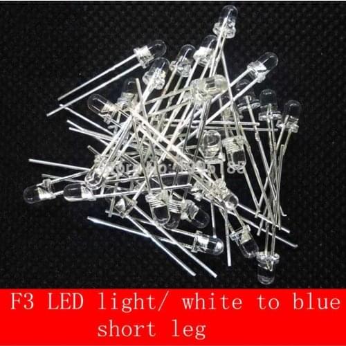1000pcs 3MM LED white hair blue light-emitting diode Bai Falan color short legs