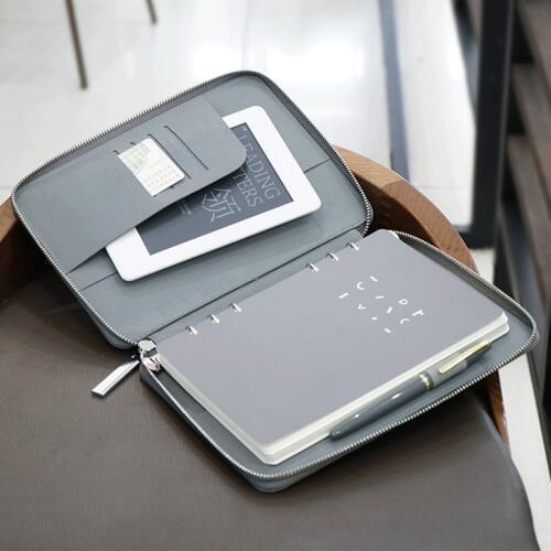 A5 Exquisite high-grade leather business zipper bag Office Loose-leaf book Insert book Notebook planner Journal custom made Gift