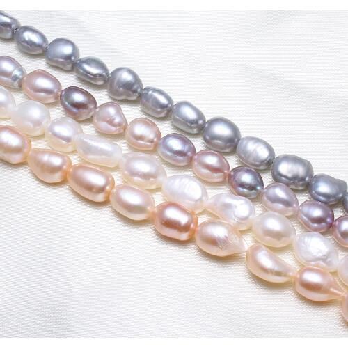 Rice Cultured Freshwater Pearl Beads, Baroque,gray pink white 7mm 8mm 9mm Hole:Approx 0.8mm, Sold Per Approx 15.5 Inch Strand