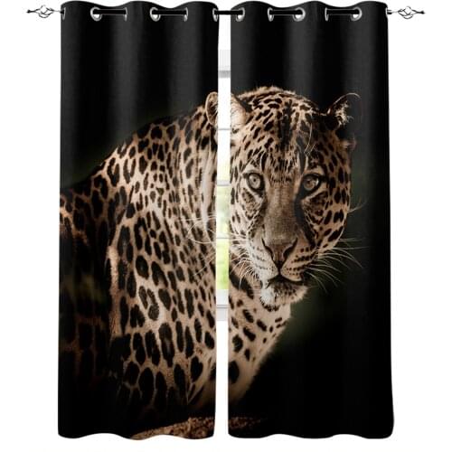 Animal Leopard Black Blackout Curtains For Living Room Bedroom Window Treatment Blinds Drapes Kitchen Curtains