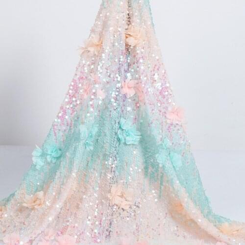 Delicate Three-dimensional Flowers Gradient Sequin Embroidery Fabric Dress DIY Background Decorative Lace Accessories