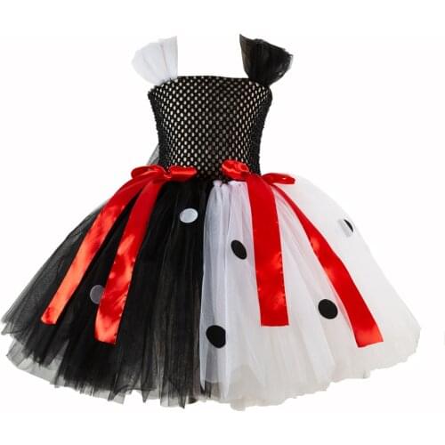 Clown Black and White Kids Girl Halloween Cosplay Tutu Dresses Baby Girls Clothes Cartoon Toddler Baby Tutu Dresses for Party