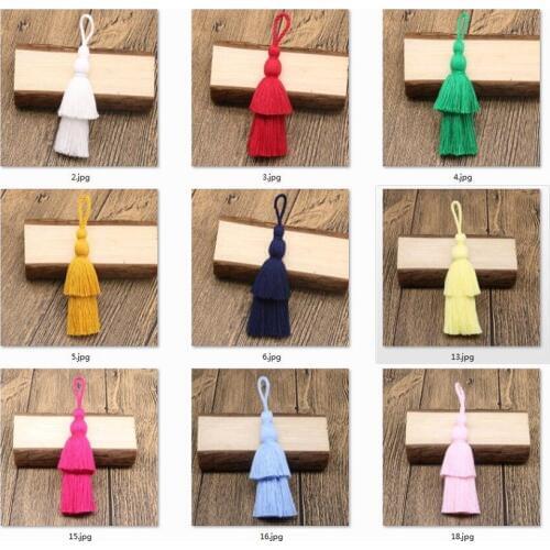 12cm Double Layers Tassel Fringe Hanging Rope Purl DIY Jewelry Craft Cotton Tree Shape Tassels Dangle Bags Cellphone Decoration
