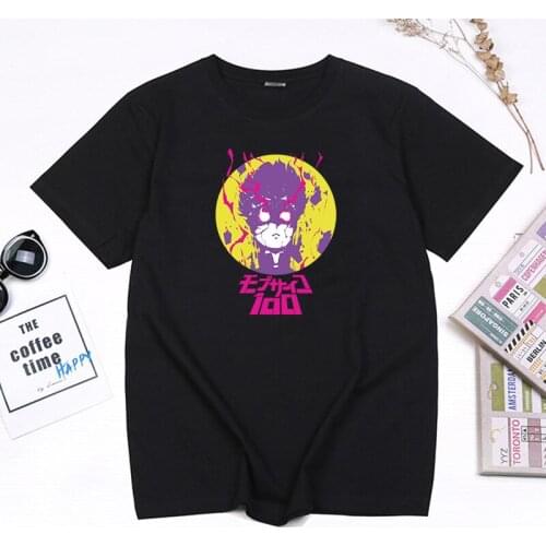 Mob Psycho 100 Anime T Shirt Funny Psycho Helmet Cult Kageyama Printed Graphic Tops Unisex Short Sleev Harajuku Tee Camisetas