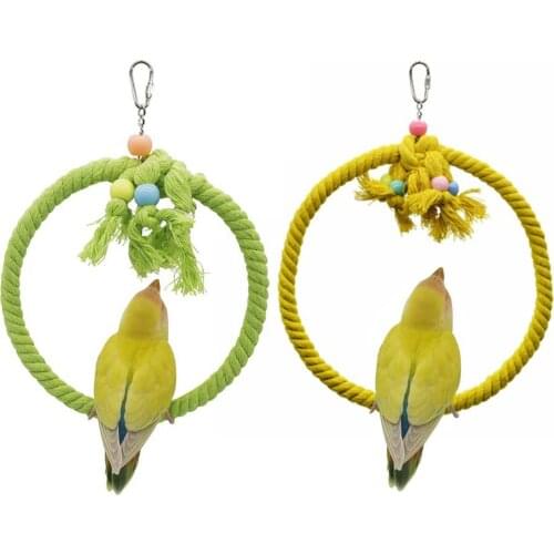 Bird Toy Pet Parrot Birds Cage Toy Hanging Swing Ring Train BalanceRope Circle Ring Stand Chewing Bite Swing Climbing Play Toys