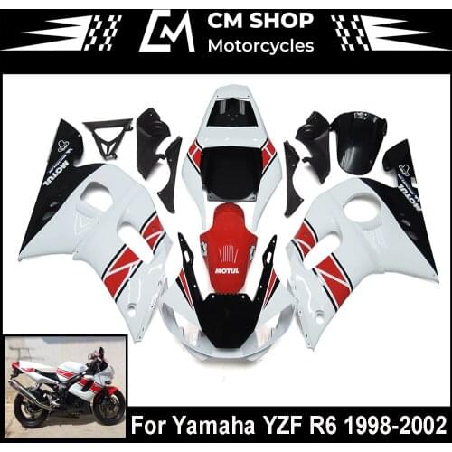 For Yamaha YZF-R6 1998, 1999, 2000, 2001, 2002 Red & White Fairing YZF R6 98-02 YZFR-6ABS Fairing Kit